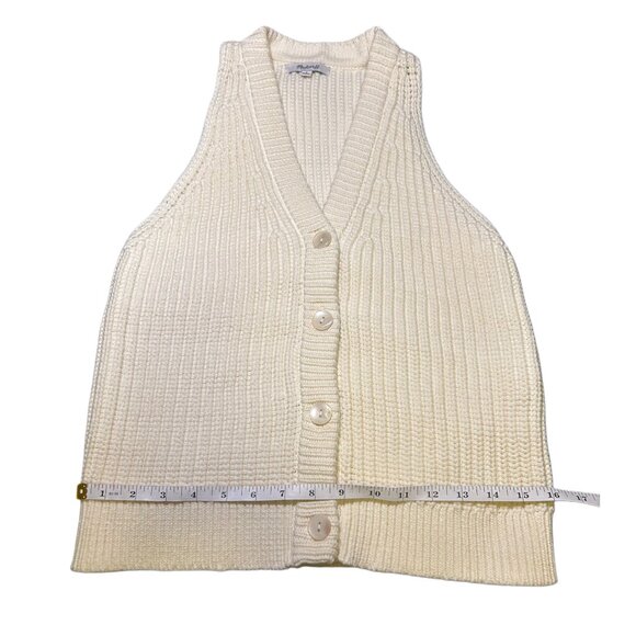Madewell Cotton Blend White Knit Sweater Vest Crop Top - Size S - Picture 4 of 6